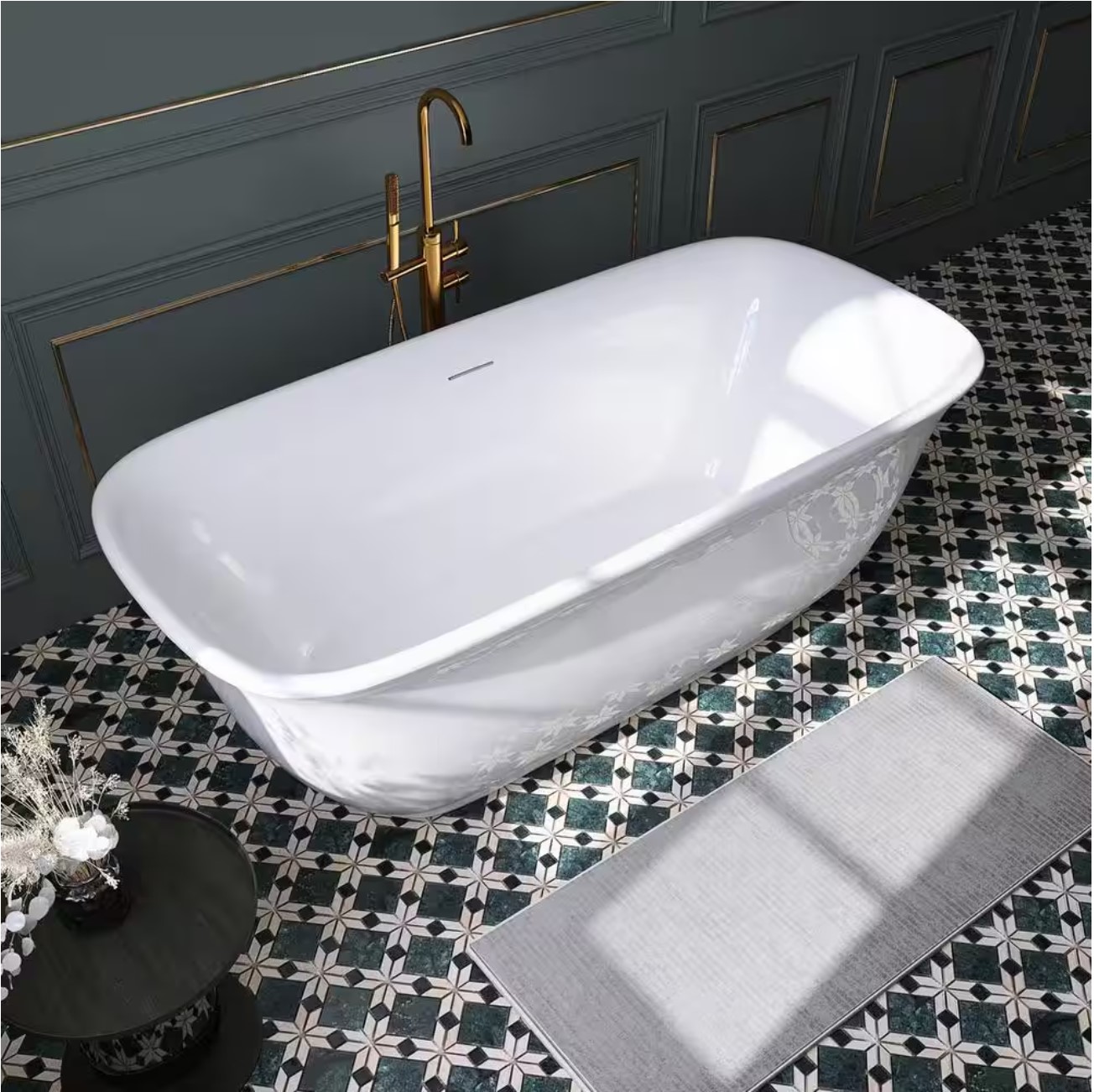 67 in. x 31.5 in. Acrylic Freestanding Flatbottom Double Ended Soaking Bathtub in White
